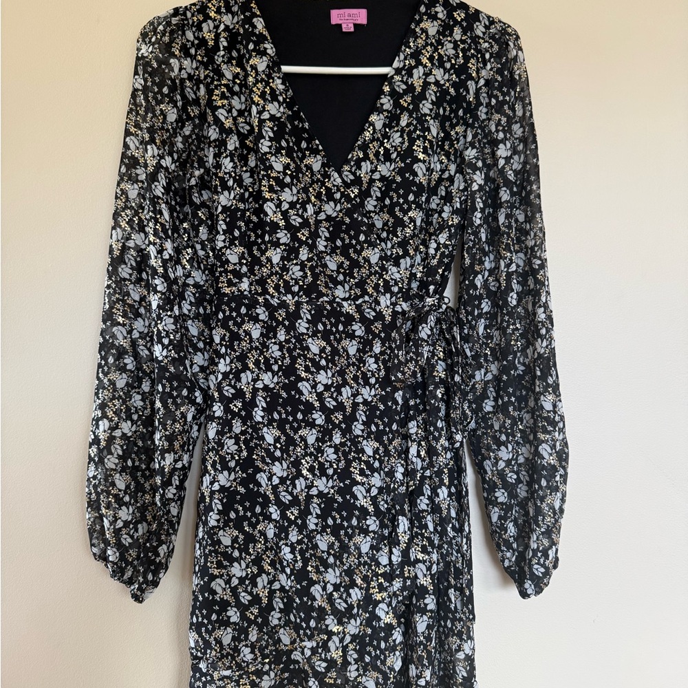 Miami Black Floral Long Sleeve Dress